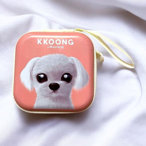 Pink Maltese Zippered AirPod Or Trinket Case - Picture 1 of 3